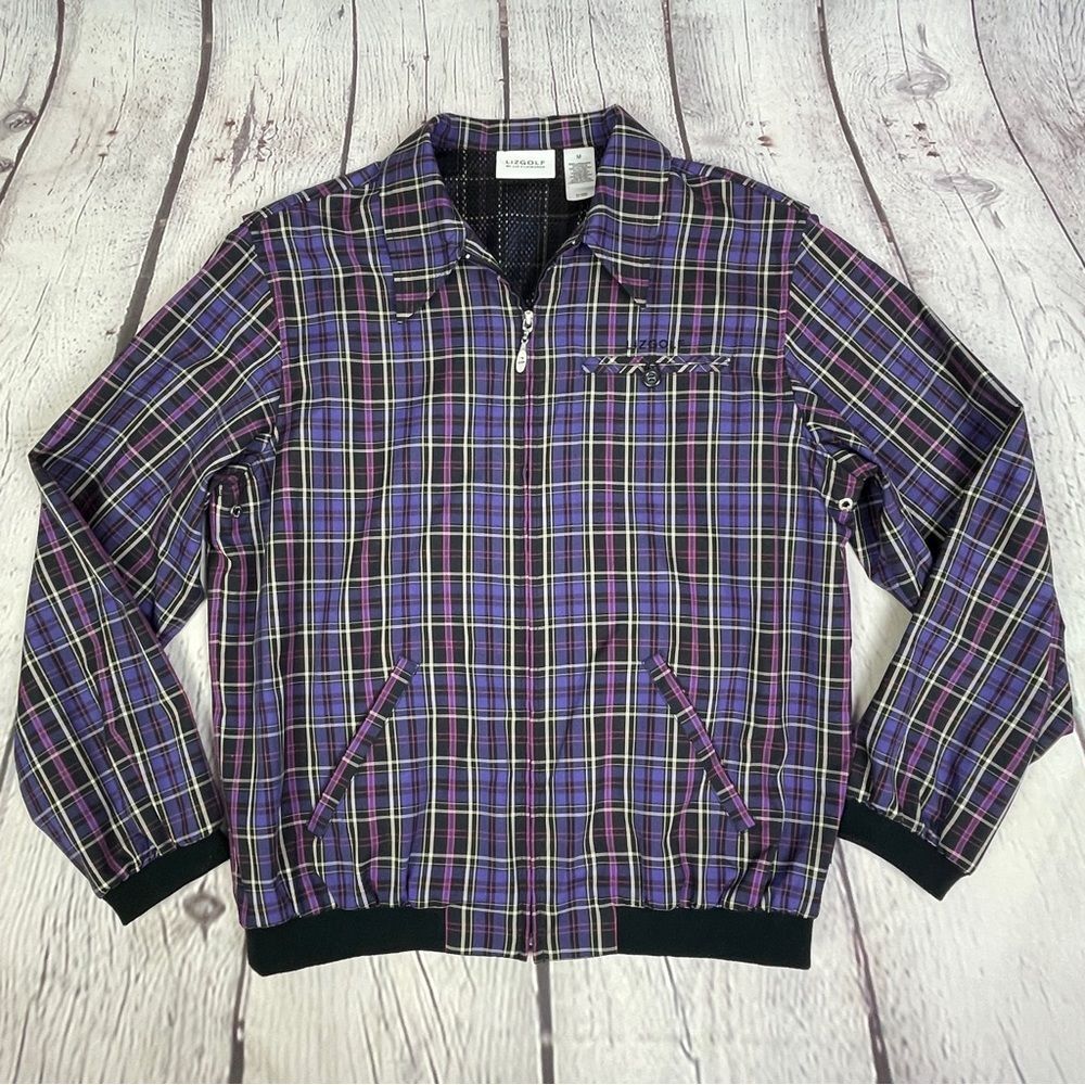 LIZGOLF / LIZ CLAIRBORNE lightweight plaid full zip golf jacket, size M - Picture 8 of 15